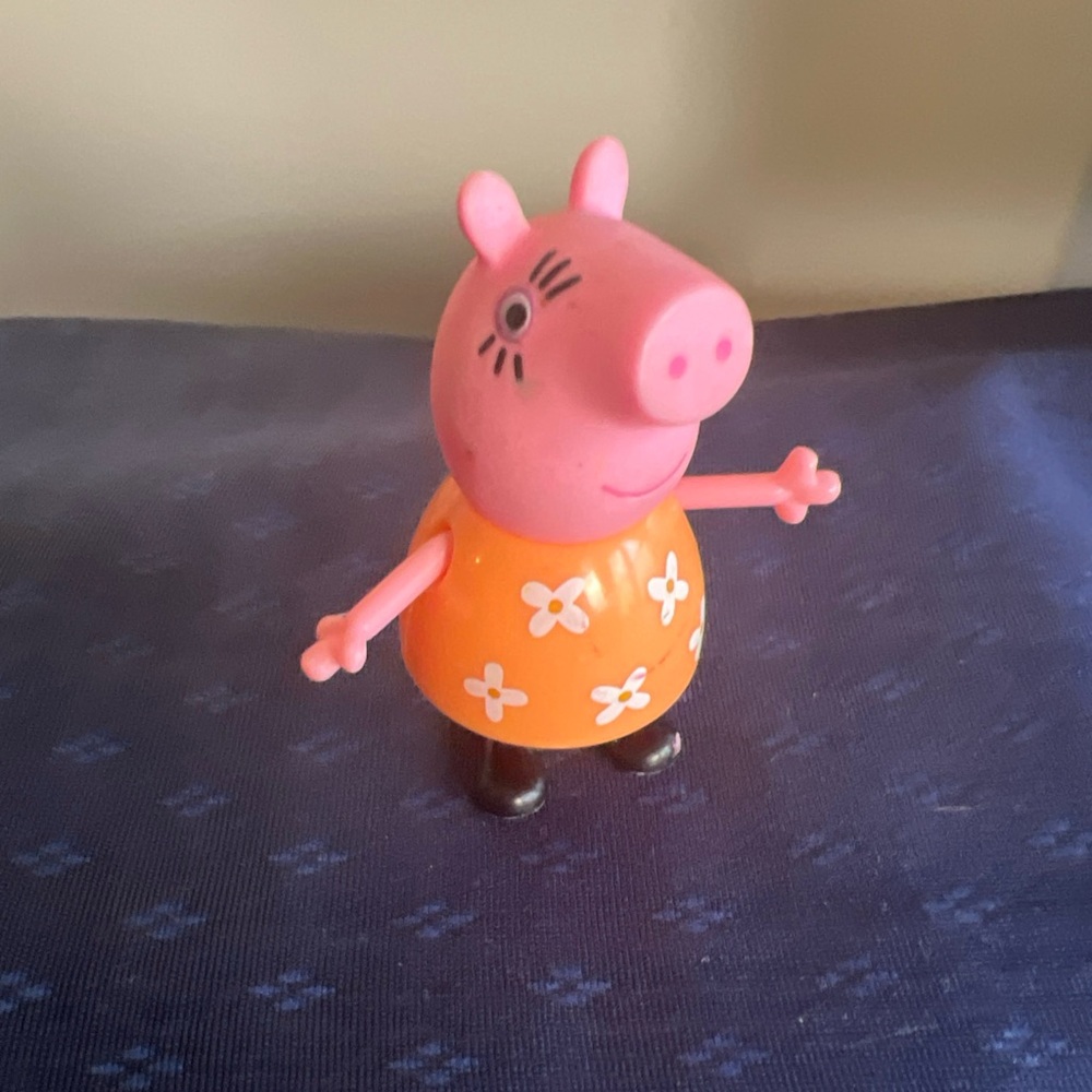 Peppa Pig Mommy Mom Pig Orange Yellow Flower Dress 3" Figure Jazzwares 2003